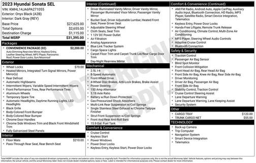 Onyx Black 2023 Hyundai SONATA SEL