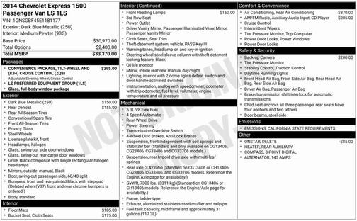 2014 Chevrolet Express 1500 LS