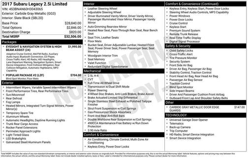 2017 Subaru Legacy 2.5i Limited
