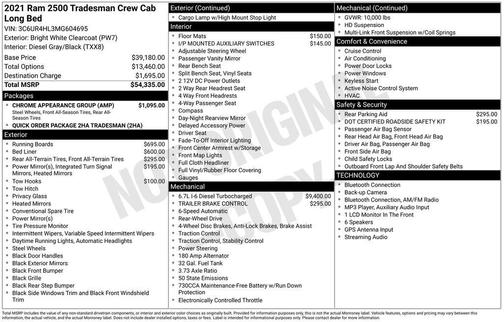 Bright White Clearcoat 2021 RAM 2500 Tradesman
