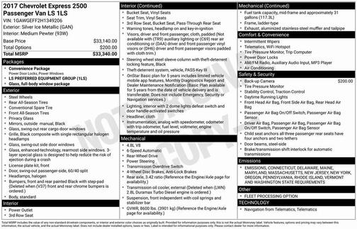 2017 Chevrolet Express 2500 LS