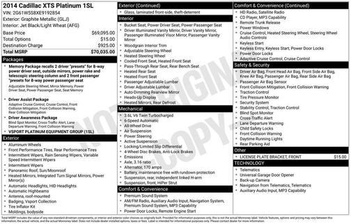 2014 Cadillac XTS Vsport Platinum