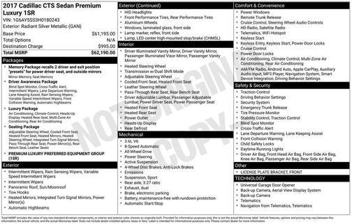 2017 Cadillac CTS 3.6L Premium Luxury
