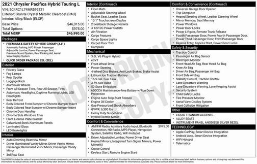 2021 Chrysler Pacifica Hybrid Touring L