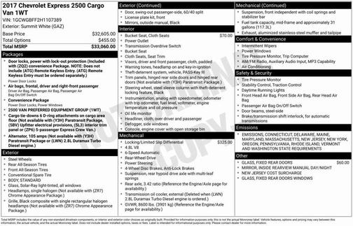 2017 Chevrolet Express 2500 Work Van