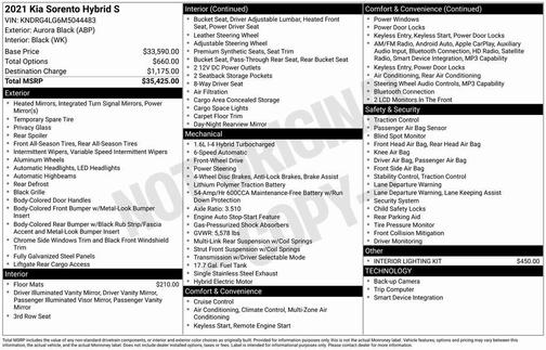 2021 Kia Sorento Hybrid S