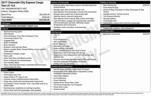 2017 Chevrolet City Express 1LS