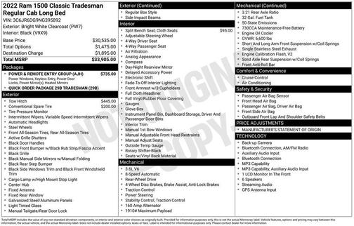 Bright White Clearcoat 2022 RAM 1500 Classic Tradesman