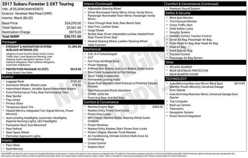 Venetian Red Pearl 2017 Subaru Forester 2.0XT Touring
