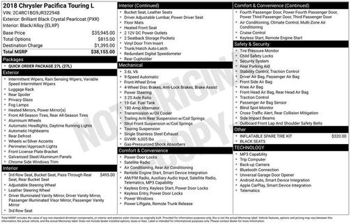 Brilliant Black Crystal Pearlcoat 2018 Chrysler Pacifica Touring-L