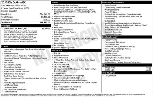 Sparkling Silver 2015 Kia Optima EX