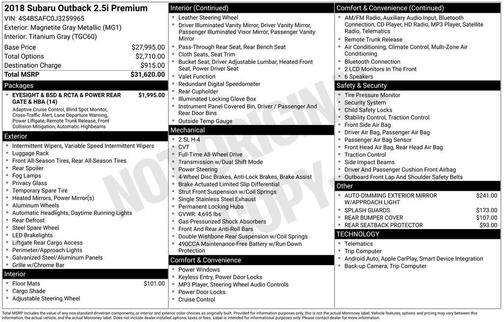 2018 Subaru Outback 2.5i Premium