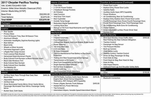 2017 Chrysler Pacifica Touring
