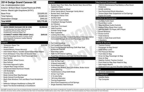 Brilliant Black Crystal Pearlcoat 2014 Dodge Grand Caravan AVP/SE