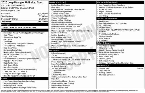 2020 Jeep Wrangler Unlimited Sport