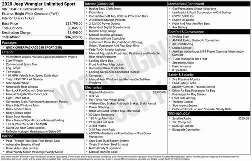 2020 Jeep Wrangler Unlimited Sport