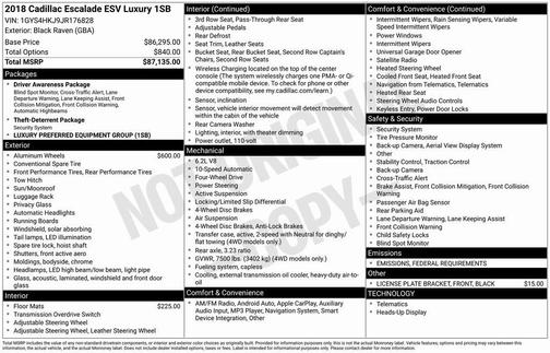 2018 Cadillac Escalade ESV Luxury