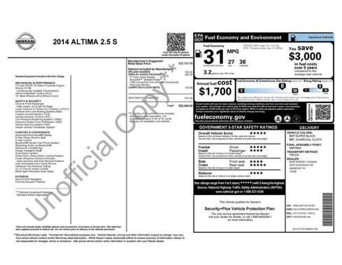 Super Black 2014 Nissan Altima 2.5 S