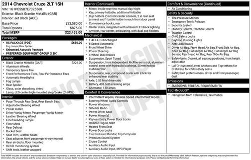 2014 Chevrolet Cruze 2LT