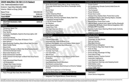 2025 Mazda CX-50 2.5 S Select Package