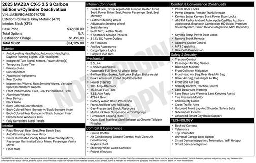 Polymetal Gray Metallic 2025 Mazda CX-5 2.5 S Carbon Edition