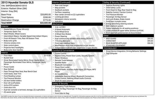 Radiant Silver Metallic 2013 Hyundai SONATA GLS