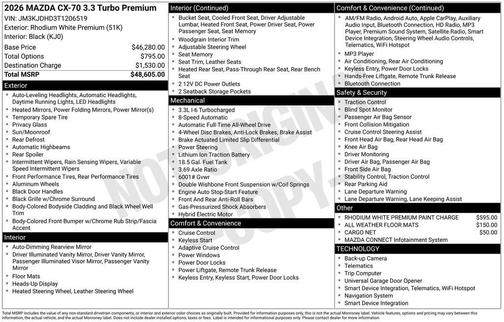 2026 Mazda CX-70 3.3 Turbo Premium