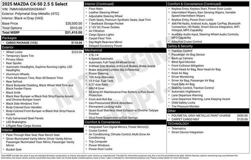 2025 Mazda CX-50 2.5 S Select Package