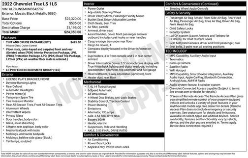 Mosaic Black Metallic 2022 Chevrolet Trax LS