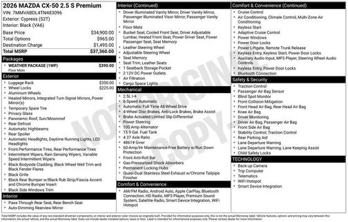 2026 Mazda CX-50 2.5 S Premium Package