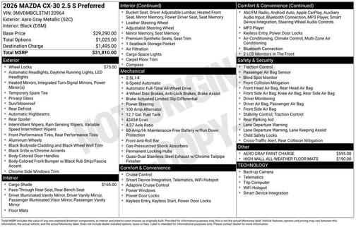 2026 Mazda CX-30 2.5 S Preferred Package