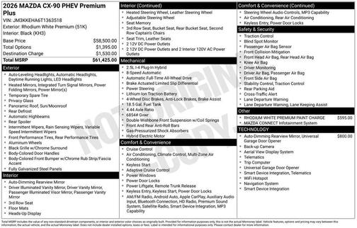 2026 Mazda CX-90 PHEV Premium Plus