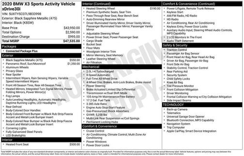 Black Sapphire Metallic 2020 BMW X3 xDrive30i