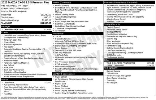 Wind Chill Pearl 2023 Mazda CX-50 2.5 S Premium Plus Package