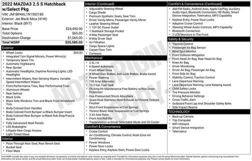 2022 Mazda Mazda3 FWD w/Select Package