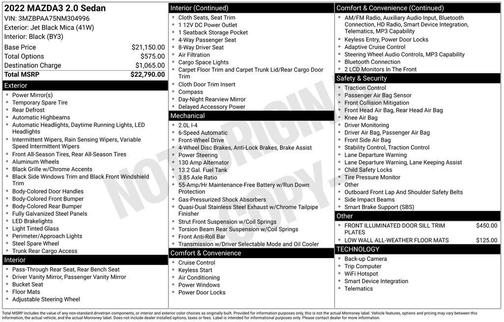 2022 Mazda Mazda3 2.0 FWD