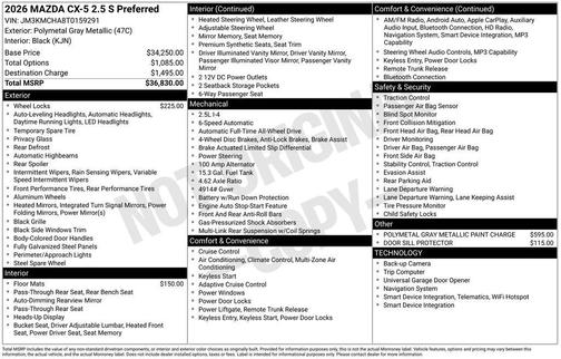 Polymetal Gray Metallic 2026 Mazda CX-5 2.5 S Preferred Package