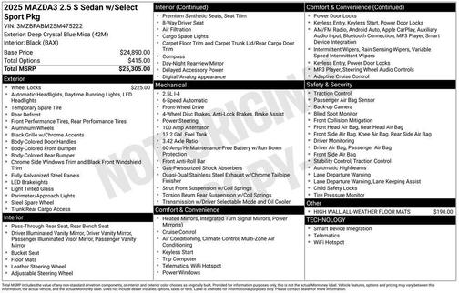 2025 Mazda Mazda3 2.5 S Select Sport