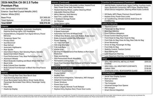 2026 Mazda CX-30 2.5 Turbo Premium Plus Package