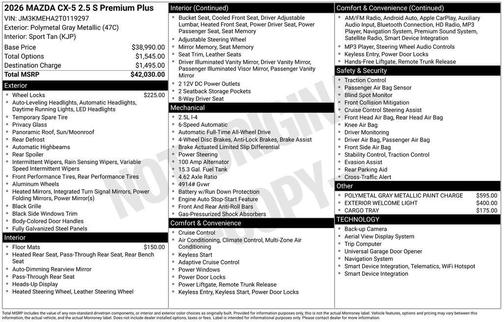 2026 Mazda CX-5 2.5 S Premium Plus Package