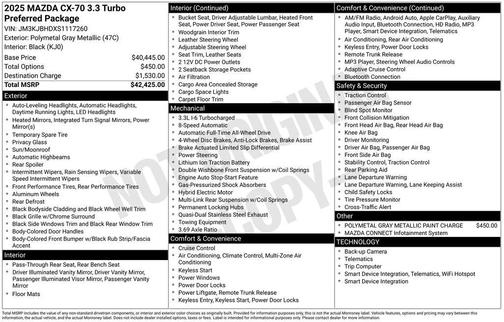2025 Mazda CX-70 3.3 Turbo Preferred Package
