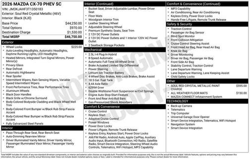 2026 Mazda CX-70 PHEV SC
