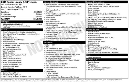2016 Subaru Legacy Premium
