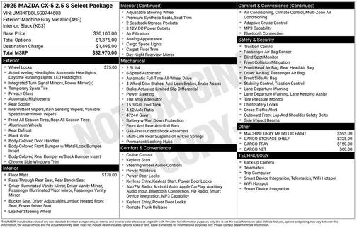 2025 Mazda CX-5 2.5 S Select Package