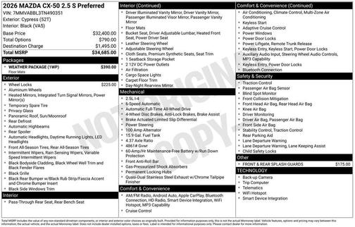 Cypress 2026 Mazda CX-50 2.5 S Preferred Package