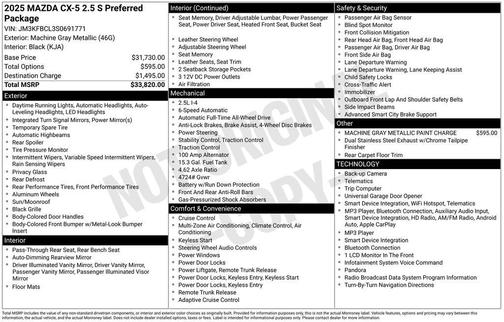 Machine Gray Metallic 2025 Mazda CX-5 2.5 S Preferred Package