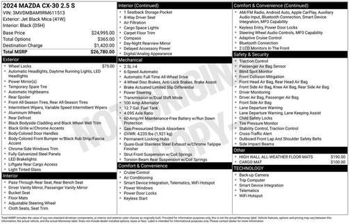 Jet Black Mica 2024 Mazda CX-30 2.5 S