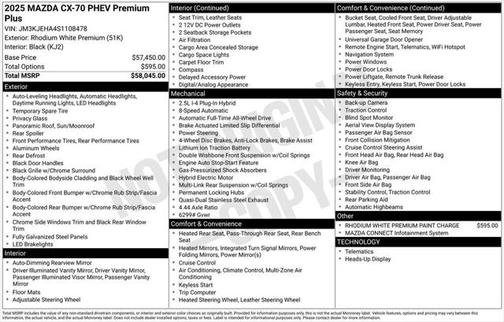 2025 Mazda CX-70 PHEV Premium Plus Package