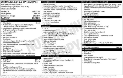 2022 Mazda CX-5 2.5 S Premium Plus Package