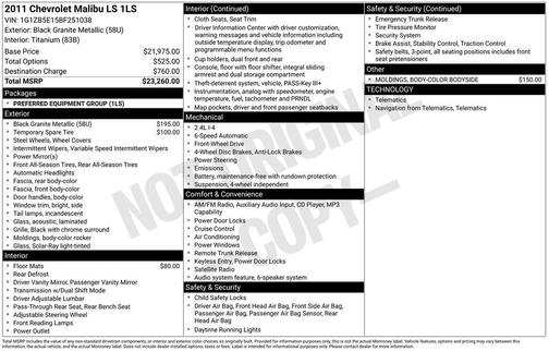 Black Granite Metallic 2011 Chevrolet Malibu LS